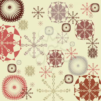 Royalty Free Clipart Image of a Colourful Snowflake Background