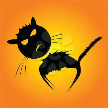 Royalty Free Clipart Image of an Angry Black Cat