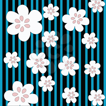 Royalty Free Clipart Image of Flowers on a Striped Background