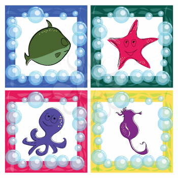 Royalty Free Clipart Image of a Collection of Ocean Life Images