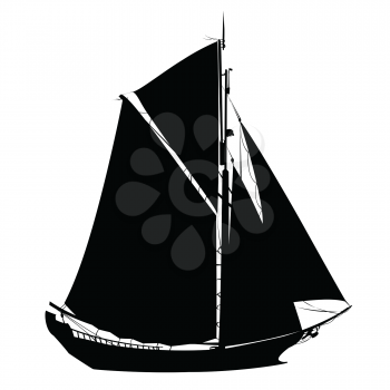 Royalty Free Clipart Image of a Silhouette of a Sailboat