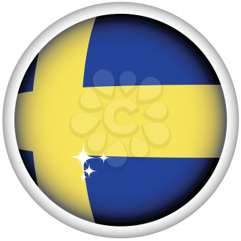 Royalty Free Clipart Image of a Swedish Flag Button