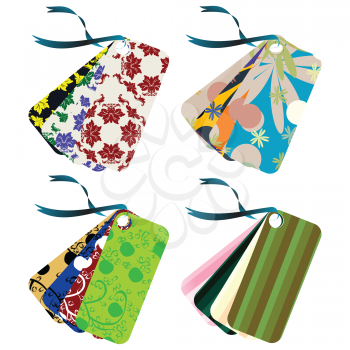 Royalty Free Clipart Image of Four Sets of Gift Tags