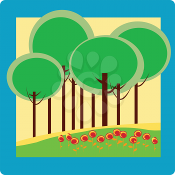 Royalty Free Clipart Image of a Nature Illustration With Trees