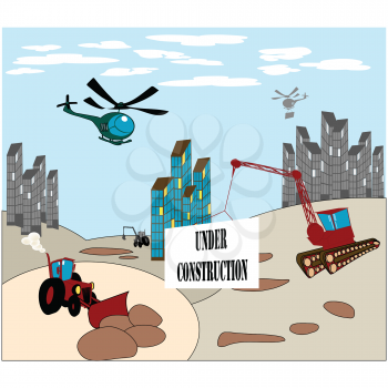 Royalty Free Clipart Image of a Construction Zone