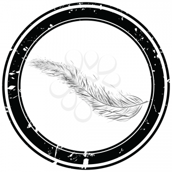 Royalty Free Clipart Image of a Feather Stamp