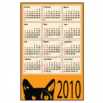 Royalty Free Clipart Image of a Calendar for Cat Lovers