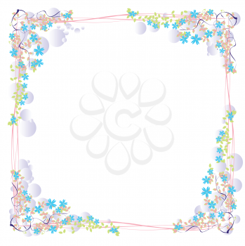 Royalty Free Clipart Image of a Floral and Bubble Frame