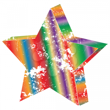 Royalty Free Clipart Image of a Colourful Striped Star
