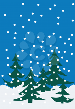Royalty Free Clipart Image of Trees in the Winter Snow