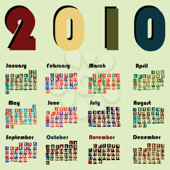 Royalty Free Clipart Image of a Calendar for 2010