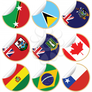 Royalty Free Clipart Image of a Collection of Flag Stickers