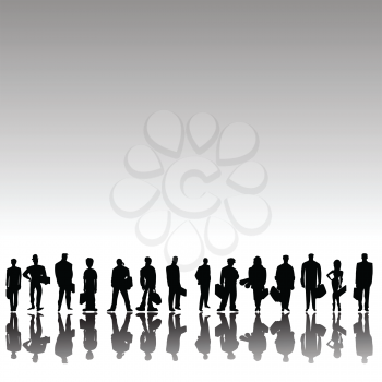 Royalty Free Clipart Image of a Group of Silhouette Businesspeople