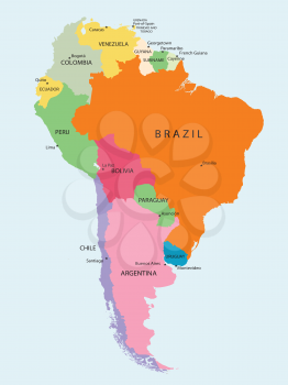 Royalty Free Clipart Image of a Map of South American