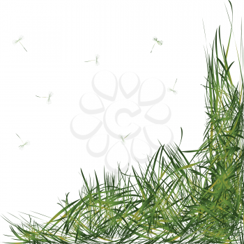 Royalty Free Clipart Image of a Grass Border with Pieces Blowing in the Wind