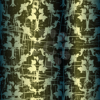 Royalty Free Clipart Image of a Grungy Damask Background