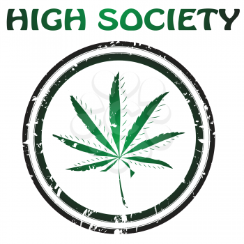 Royalty Free Clipart Image of a Hemp Symbol With the Words High Society