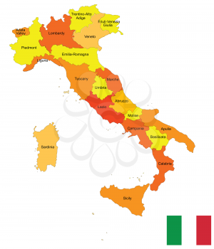 Royalty Free Clipart Image of a Map of Italy With the Provinces