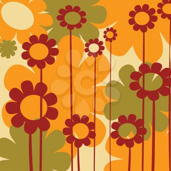 Royalty Free Clipart Image of a Retro Flower Background