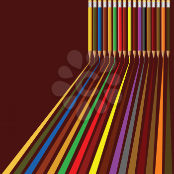Royalty Free Clipart Image of Coloured Pencil Stripes on a Background
