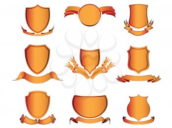 Royalty Free Clipart Image of a Shield and Banner Collection