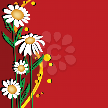 Royalty Free Clipart Image of Daisies on a Red Border