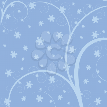Royalty Free Clipart Image of a Soft Blue Background With Snowflakes