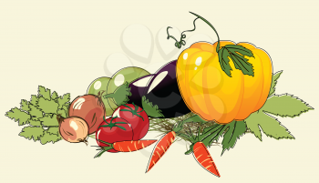 Illustration with bunch of vegetables