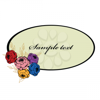 Decorative sample text card with stylized roses