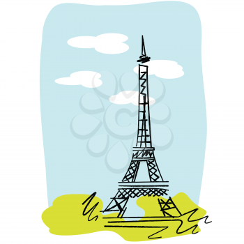 Eiffel Tower sketch in pastels
