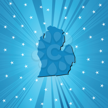 Blue Michigan map, abstract background for your design