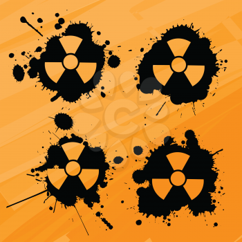 Splats with nuclear warning signs, design elements