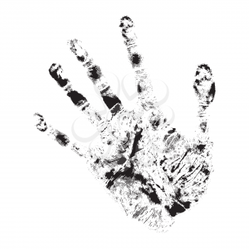 Realistic hand print oagainst white background