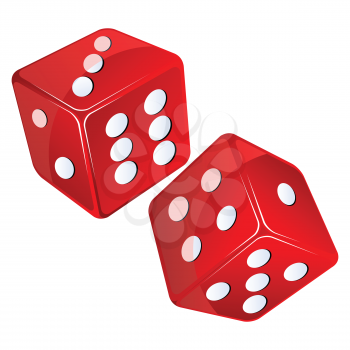 red dices, isolated objects against white background