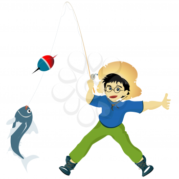 Boy fishing illustration