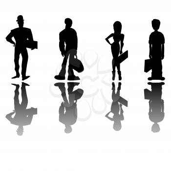 Business people silhouettes, clip art cartoon characters
