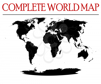 Editable map of the world woth all countries and borders