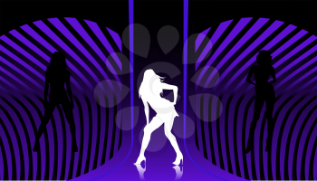 Disco background with dancin silhouettes