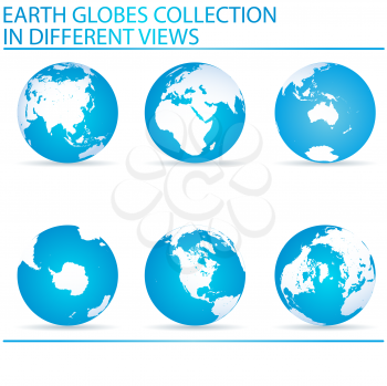 Earth globe icons over white background