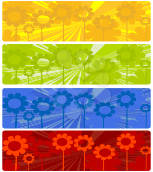 Four web banners with floral design over white background