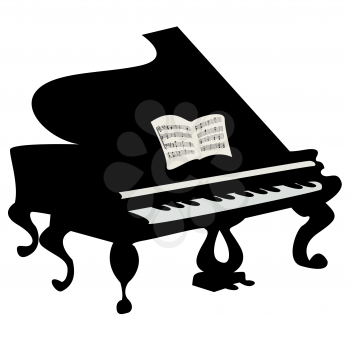 Grand piano illustration, isolated object over white background
