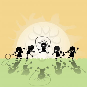 Group of children playing in the sun