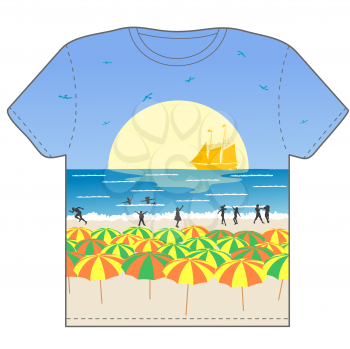 T shirt template with beach party theme