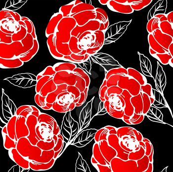 Red roses pattern, abstract background