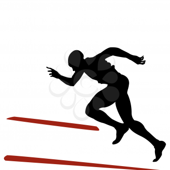 Silhouete of a runner over white background