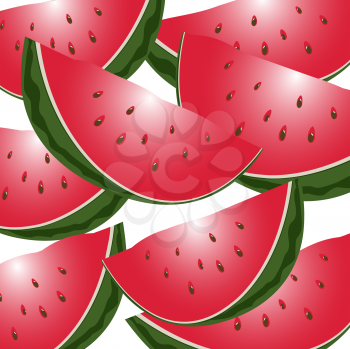 Seamless background illustration with slices of watermelon