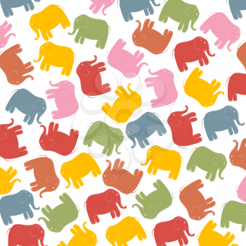 Seamless background with elephants in pastel tones