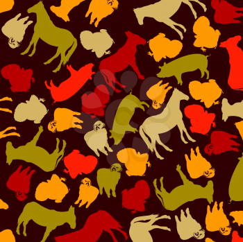 Seamless background with farm animals silhouettes