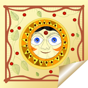 Sticker with smiling sun