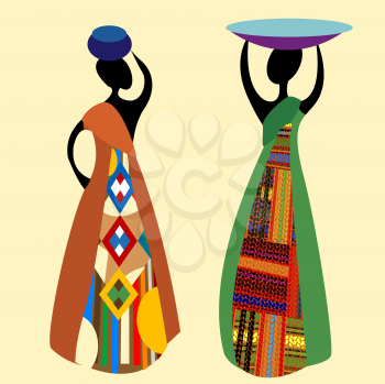 Traditional african women silhouettes illustration